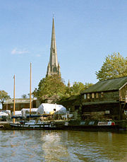 St Mary Redcliffe church and the Floating Harbour, Bristol