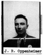 Oppenheimer's badge photo from Los Alamos.