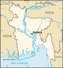 Location of Dhaka in Bangladesh