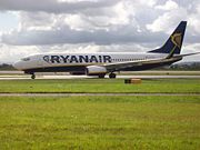 A Ryanair Boeing 737-800 at Manchester International Airport