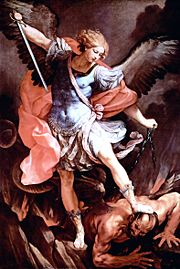 Guido Reni's Archangel Michael (1636) shows Michael—one of three archangels—defeating Lucifer.
