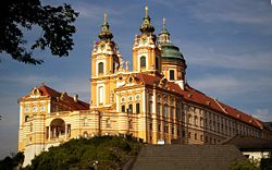 Melk Abbey—adjoining Wachau Valley, Lower Austria—exemplifies the Baroque style.