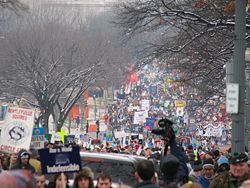 Pro-life activists at the March for Life in Washington, D.C. on January 22, 2007