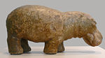 A fayence sculpture, from the New Kingdom of Egypt, 18th/19th dynasty, c. 1500-1300 BC, when hippos were still widespread along the Nile.