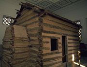 Symbolic log cabin at the Abraham Lincoln Birthplace National Historic Site
