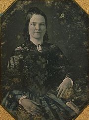 The first photograph ever taken of Mary Lincoln, a daguerreotype by N.H. Shepherd, about 1846.