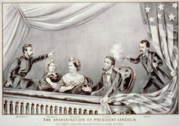 The assassination of Abraham Lincoln; From left to right: Henry Rathbone, Clara Harris, Mary Todd Lincoln, Abraham Lincoln and John Wilkes Booth