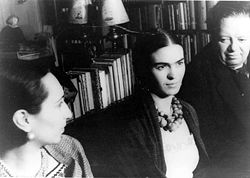 Frida Kahlo (center) and Diego Rivera photographed by Carl Van Vechten in 1932
