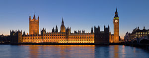 Parliament meets in the Palace of Westminster.