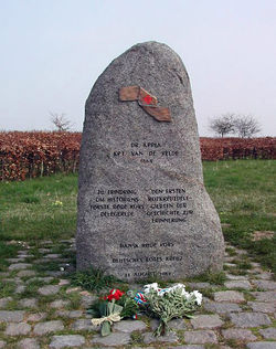 Memorial commemorating the first use of the Red Cross symbol in an armed conflict during the Battle of Dybbøl (Denmark) in 1864; jointly erected in 1989 by the national Red Cross societies of Denmark and Germany.