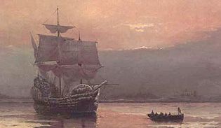 The Mayflower, which transported Pilgrims to the New World