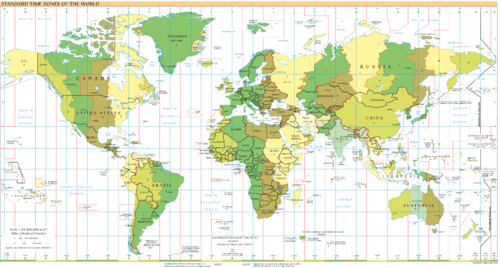 Standard time zones of the world as of June 2008.