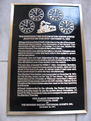 Plaque commemorating the Railway General Time Convention of 1883