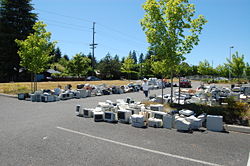 Computers being collected for recycling at a pickup event in Olympia, Washington, United States.