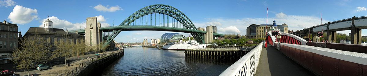 Newcastle Quayside (left bank) has seen a large amount of redevelopment and investment in recent years.