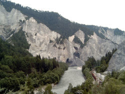 The Rhine canyon (Ruinaulta) in Graubünden in Switzerland.