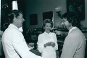 Steven Spielberg with President Ronald Reagan and Nancy Reagan after a showing of E.T.