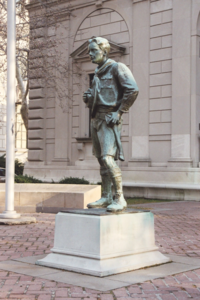 Ideal Scout sculpture by R. Tait McKenzie, outside the Cradle of Liberty Council headquarters in Philadelphia, Pennsylvania