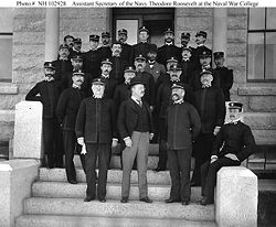 Assistant Secretary of the Navy Roosevelt (front center) at the Naval War College, c. 1897
