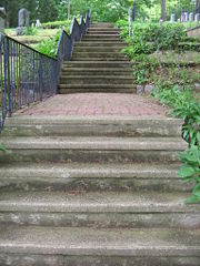 Twenty-six steps leading to Roosevelt's grave, commemorating his service as 26th President