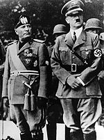 Benito Mussolini and Adolf Hitler, together in Yugoslavia.