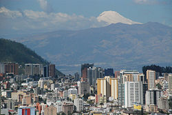 Cayambe volcano seen from the north of the city