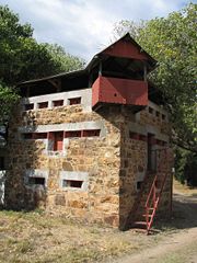 A surviving blockhouse in South Africa. Blockhouses were constructed by the British to secure supply routes from Boer raids during the war.