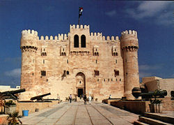 Fort Qaitbey was built on the site of the Pharos in the 15th Century, using some of its fallen masonry.