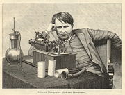 Edison and his phonograph in 1889