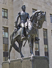 Statue of Jackson as General in front of Jackson County Counthouse in Kansas City, Missouri.