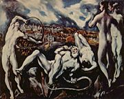 El Greco was inspired in his Laocoon (1608–1614, oil on canvas, 142 x 193 cm, National Gallery of Art, Washington) by the famous myth of the Trojan cycle. Laocoon was a Trojan priest who tried to have the Trojan horse destroyed, but was killed by sea-serpents.