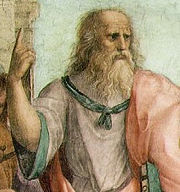 Raphael's Plato in The School of Athens fresco (probably in the likeness of Leonardo da Vinci). The philosopher expelled the study of Homer, of the tragedies and of the related mythological traditions from his utopian Republic.