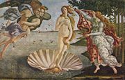 Botticelli's The Birth of Venus (c. 1485–1486, oil on canvas, Uffizi, Florence) — a revived Venus Pudica for a new view of pagan Antiquity—is often said to epitomize for modern viewers the spirit of the Renaissance.