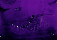 Watercolor of bioluminescent krill