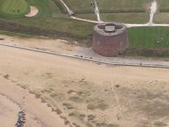 An aerial view of a Martello tower