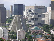 View of Rio de Janeiro downtown. The conical building is the Rio de Janeiro Cathedral.