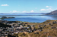 A view of Lake Titicaca taken from the town of Puno