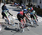 Bicycles leaning in a turn