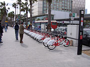 A bike-sharing station in Barcelona