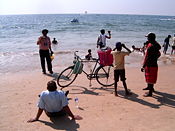 Bike on beach in Goa, India
