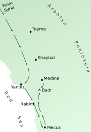 A map of the Badr campaign.