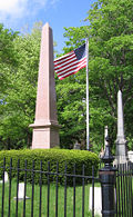 A pink obelisk marks Millard Fillmore's grave at Buffalo's Forest Lawn Cemetery.