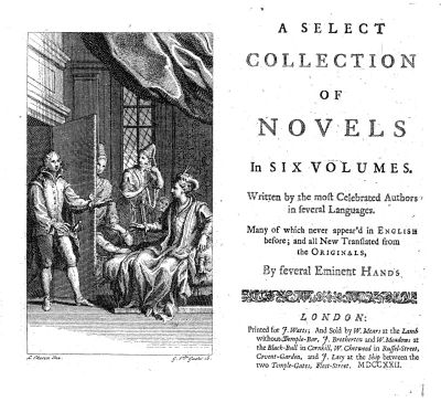 Classics of the novel from the sixteenth century onwards: title page of A Select Collection of Novels (1720-22).