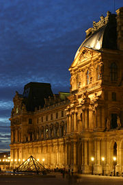 The Richelieu Wing of the Louvre at night