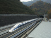 JR-Maglev at Yamanashi. 581 km/h. Guinness World Records authorization.
