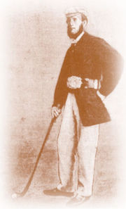 Willie Park, Snr. wearing the Championship Belt, the winner's prize at the Open from 1860 to 1870.