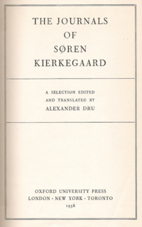 The cover of the first English edition of The Journals, edited by Alexander Dru in 1938.