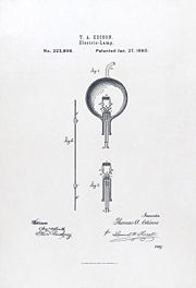 U.S. Patent #223898: Electric-Lamp.  Issued January 27, 1880.