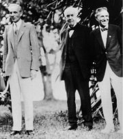 Henry Ford, Thomas Edison, Harvey Firestone—the fathers of modernity. Ft. Myers, Florida, February 11, 1929.