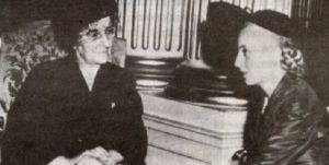 On April 9, 1951, Golda Meir, Labour Minister and future Foreign Affairs Minister of Israel and Prime Minister of Israel, met with Eva Perón to thank her for the aid the Eva Perón Foundation had given to Israel.